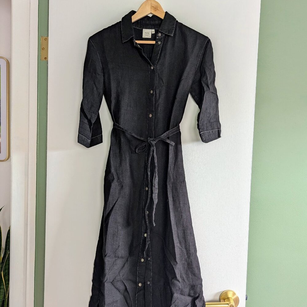 Lithuanian Linen Maxi Dress – Lightweight Tunic Shirt Dress Button Up XS/S
